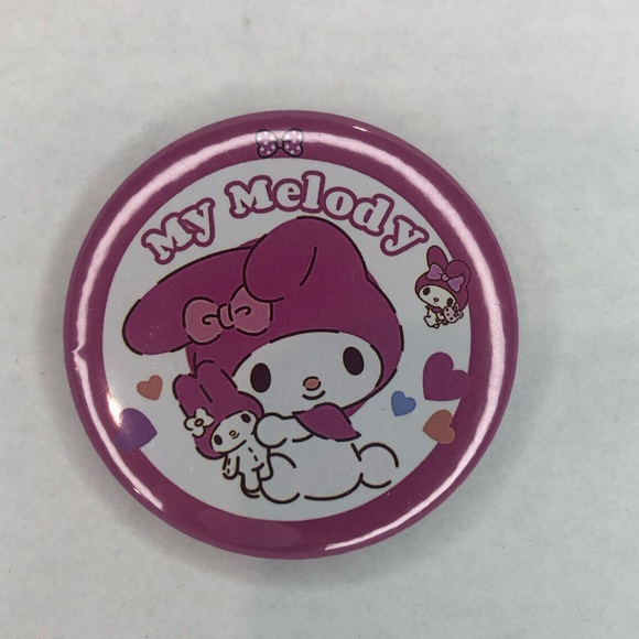 Sanrio Hello Kitty My Melody Pins 2.5 inches with Plastic Back Pink - Picture 1 of 2